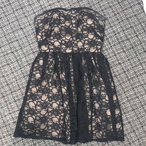 Black lace mini dress